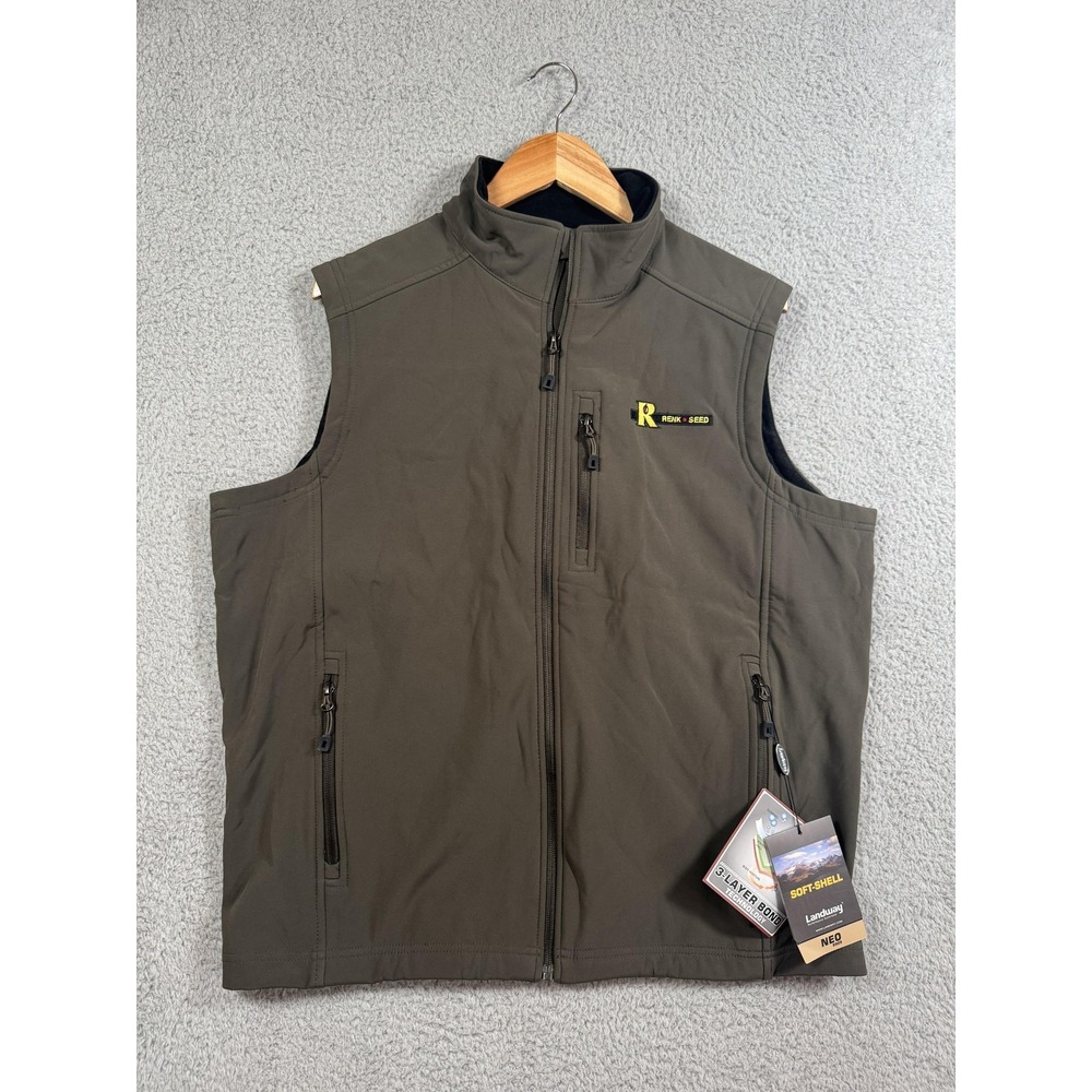 NWT Landway Soft Shell Vest Mens Large Olive Green Renk Seed Logo 3-Layer Bonded